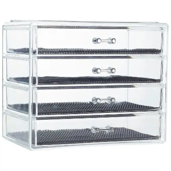 Acrylic Makeup and Jewelry Organizer&mdash;4 Drawers, Clear Accessory Organizer with Dustproof Drawers, Durable and Lightweight image {2}