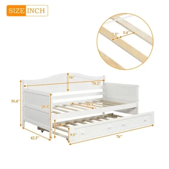 Twin Wooden Daybed with Trundle Bed-ModernLuxe image {2}
