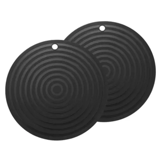 Unique Bargains Round Heat Resistant Silicone Trivet Mat with Hang Hole 2 Pcs image {5}