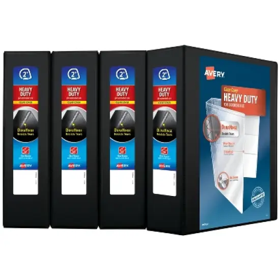Avery Heavy-Duty View 3 Ring Binders, 2" One Touch Slant Rings, 4 Black Binders (79872) image {9}