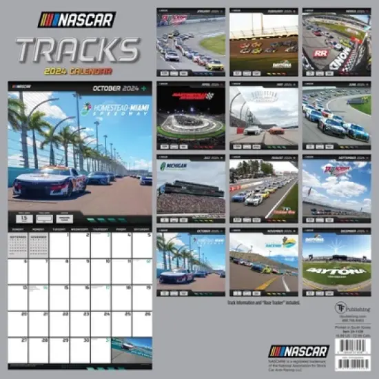 TF Publishing 2024 Wall Calendar 12"x12" Nascar Tracks image {4}
