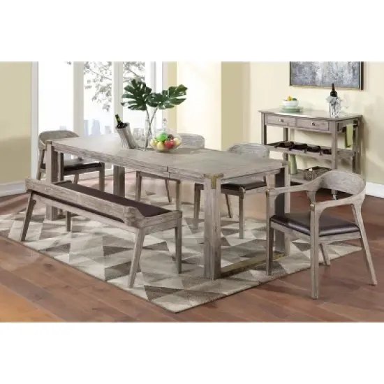 Montana Kitchen Island with Stainless Steel TopLight Barnwood Wire Brush - Boraam image {5}