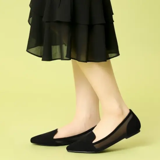 Allegra K Women's Pointed Toe Mesh Slip on Ballet Flats image {1}