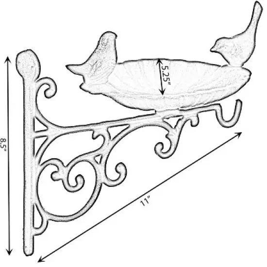 Gardenised Outdoor Garden Wall Mounted Hanging Iron Bird Bath and Feeder Decor, Bronze image {5}