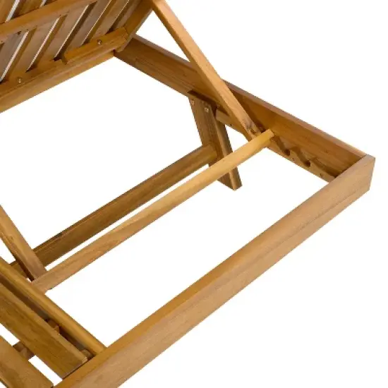 Christopher Knight Home Dara Outdoor Acacia Wood Adjustable Chaise Lounge with Cushion and Flat Storage Surface (Set of 2) image {7}