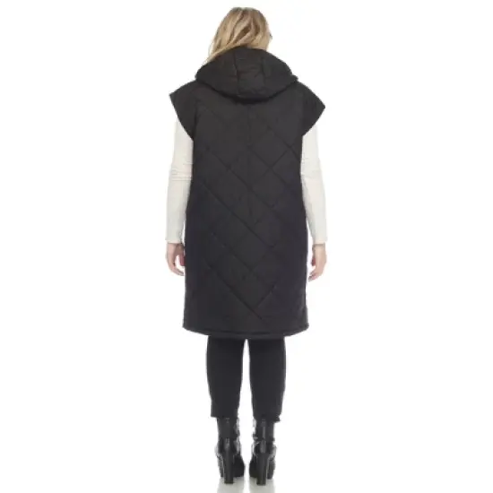 Plus Size Diamond Quilted Hooded Puffer Vest-White Mark image {2}