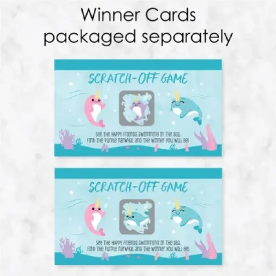 Big Dot of Happiness Narwhal Girl - Under The Sea Baby Shower or Birthday Party Game Scratch Off Cards - 22 Count image {2}