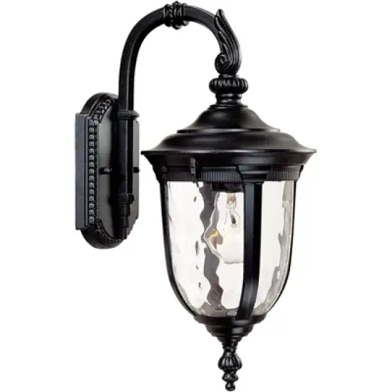 John Timberland Bellagio Vintage Rustic Outdoor Wall Light Fixture Texturized Black Downbridge 16 1/2" Clear Hammered Glass for Post Exterior Barn image {7}