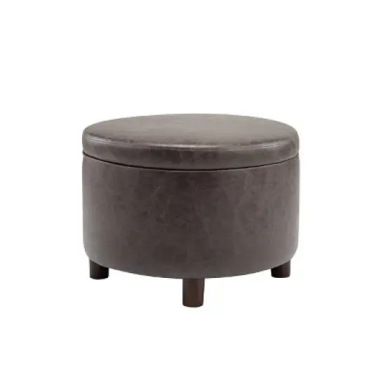 Large Round Storage Ottoman with Lift Off Lid - WOVENBYRD image {16}