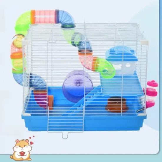FURNIinspire 2-Tier Hamster Cage with Wheel and Water Bottle,19"*11.75"*14.5" image {5}