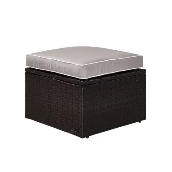 Palm Harbor Outdoor Wicker Ottoman - Gray - Crosley image {5}