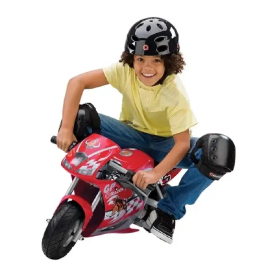 Razor 24 Volt Mini Electric Single Speed Racing Motorcycle Pocket Rocket with 10-Inch Pneumatic Tires, Speeds up to 15 MPH, Ages 13 and Up, Red image {1}