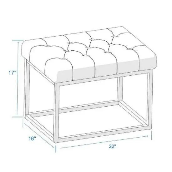 Trubeck Tufted Metal Base Ottoman Faux Leather Brown - Threshold&trade;: Padded Footstool, No Assembly Required image {4}