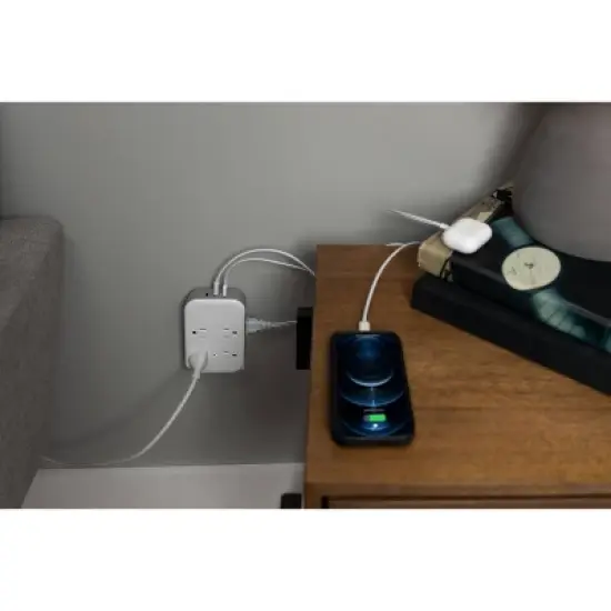 General Electric 4 Grounded Outlets and 4 Polarized Outlets with 2 USB-C and 1 USB-A Surge Tap White/Gray image {5}