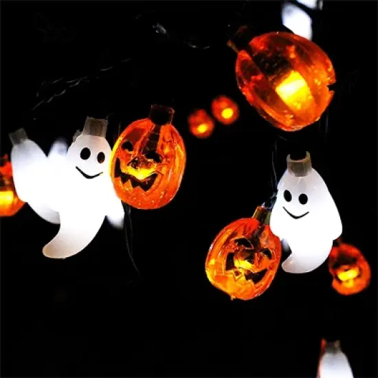Joyfy 19.7FT 30 LEDs Halloween String Lights Decorations, Ghost Pumpkin String Light with 8 Lighting Modes for Halloween Party Indoor Outdoor Decor image {5}