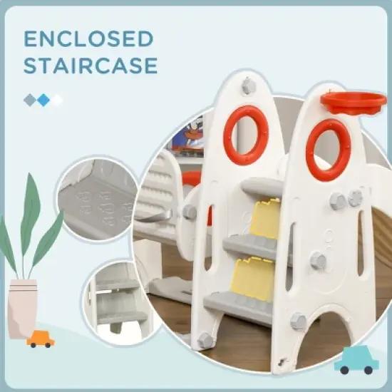 KTMBDW Toddler Swing Set, 4 in 1 Toddler Playground for Kids 1-3 Years Old, Indoor Toddler Playset with Slide, Swing, Basketball Hoop, Climber, White image {2}