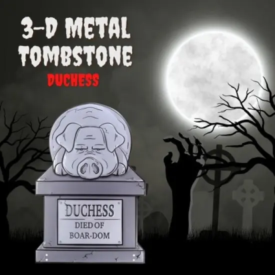 3D Halloween Metal Tombstone -DUCHESS (Large 17") w Stakes- Durable, Weather Rust Proof, UV Printed- Upgrade Your House Party Pet Cemetery Lawn Decor image {1}