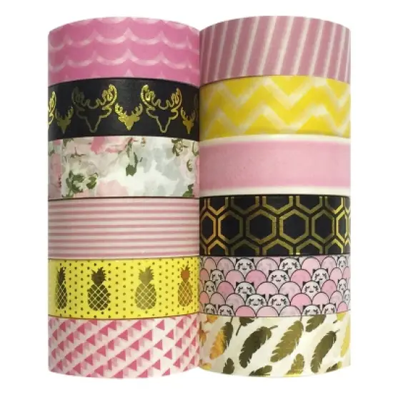 Wrapables Washi Masking Tape Collection, Set of 12 WPSET04 image {12}