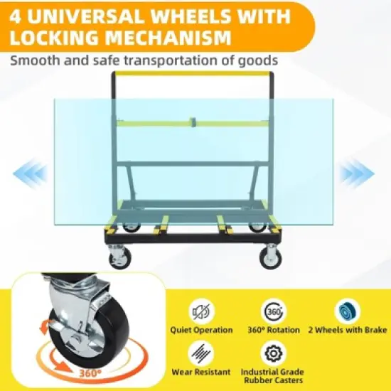 Folding Drywall Cart, Heavy Duty 2200 Lbs Panel Dolly with Extended Deck, Adjustable Casters, Sheetrock Handling Truck image {6}
