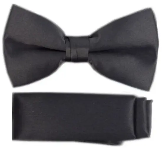 New Men's Solid Pre Tied Bow Tie and Hanky Set image {25}