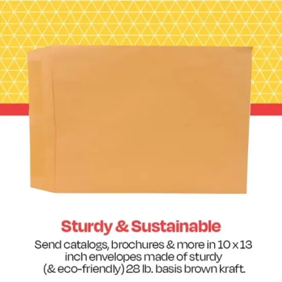 School Smart No Clasp Envelopes with Gummed Flap, 10 x 13 Inches, Kraft Brown, Box of 100 image {3}