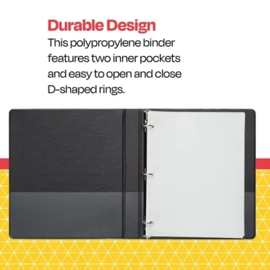 School Smart D Ring Binder, Polypropylene, 1 Inch, Black image {3}