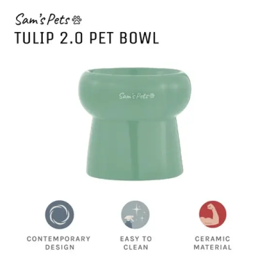 Sam's Pets Tall Tulip 2.0 Pet Bowl in Glossy Mint image {6}