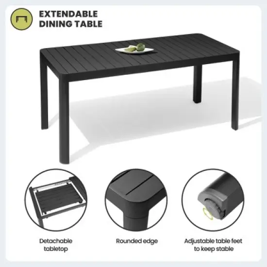 Crestlive Products 4-6 Person Aluminum Outdoor Dining Table - Rectangular Expandable Dining Table Waterproof Rust-Proof Adjustable Table All Weather image {6}
