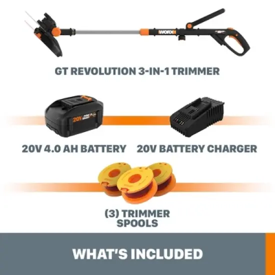 Worx WG170.3 20V Power Share GT Revolution 4.0Ah 12" Cordless String Trimmer image {6}