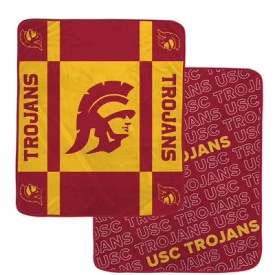 NCAA USC Trojans Reverse Block Double Sided Ultra Cozy Blanket image {2}