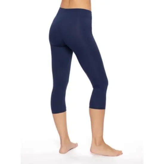 Felina Women's Cotton Modal Capri Leggings | Super Soft | Lightweight (Navy, Large) image {1}