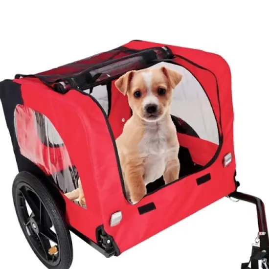 Foldable Dog Bike Trailers, Pet Bike Trailer With 16 Inch Wheels, Safety Reflectors And Flag, Internal Leash, Waterproof Mesh Dog Bike Trailer image {6}