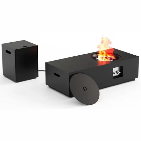 Evita 50,000 BTU Outdoor Fire Pit Table with Glass Stone and Rain Cover-48 *20.9*12.4 Inch image {8}