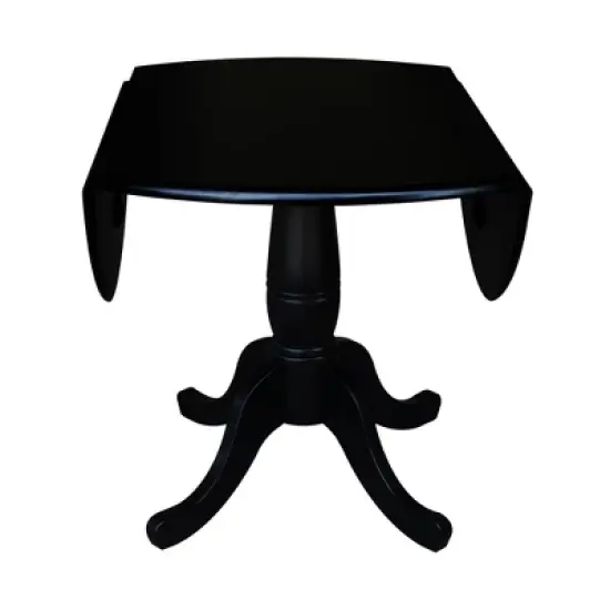 Davidson Round Dual Drop Leaf Pedestal Table Black - International Concepts image {4}