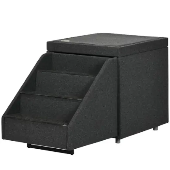PawHut 3-in-1 Living Room Storage, Cat/Dog Steps for Couch, Footrest Ottoman, Cat/Dog Stairs for Small Dogs, Old Cats image {3}