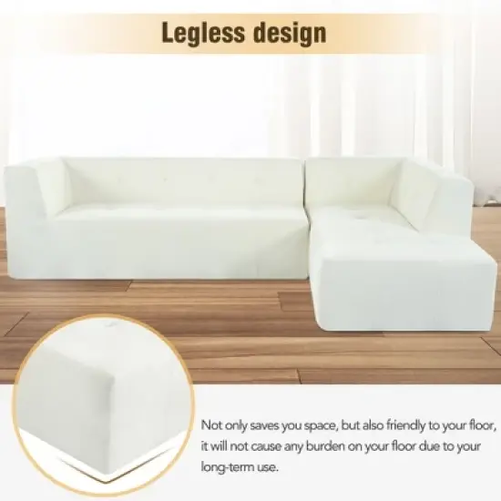 112.2"W Modern Minimalist L-Shaped Sofa, Chenillie Upholstered Modular Free Combination Sofa Set - ModernLuxe image {7}