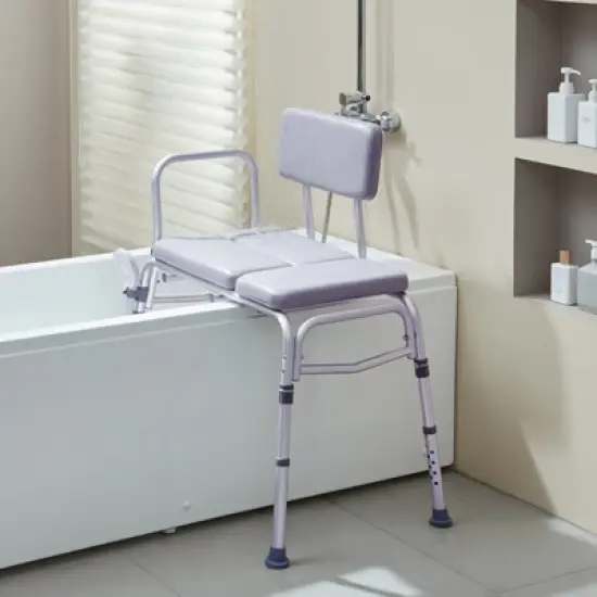 VEVOR Tub Transfer Bench for Bathtub 500lbs, Shower Seats for Adults, Lightweight Shower Bench for Elderly and Disabled with Padded Seat, Grey image {1}
