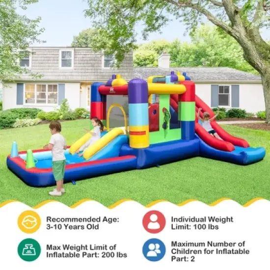 Costway Mutifunctional Kids Infalatable Bounce Castle with 50 Ocean Balls & 735W Blower image {4}