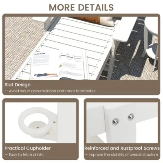 Costway 2PCS Patio Lounge Chair Chaise Adjustable Weatherproof HDPE Cup Holder image {7}