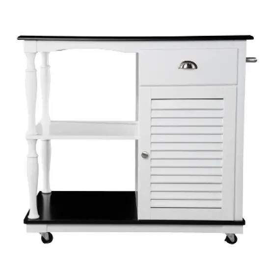 Denrard Rolling Kitchen Island with Storage White/Black - Aiden Lane image {1}
