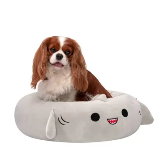 Squishmallows Gordon The Shark Cat and Dog Bolster Bed - Steel Gray image {7}