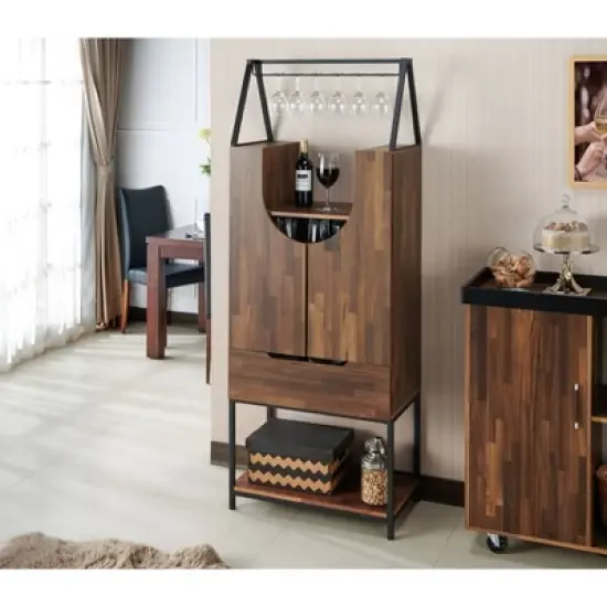 Meluse Multi Storage Wine Cabinet Light Hickory - HOMES: Inside + Out image {6}