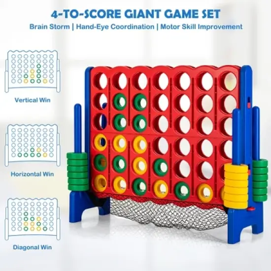 Costway 4-to-Score Giant Game Set 4-in-a-Row Connect Game W/Net Storage for Kids & Adult image {4}