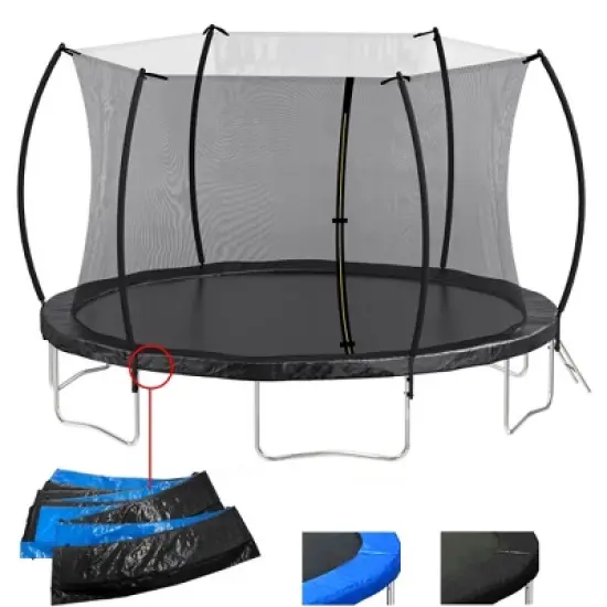 QingMoon 14FT Trampoline With Fence,360-Degree Safety Net,Double-side color pad,Ladder,Curved Fence Pole Built To Last For Kids And Adults image {8}