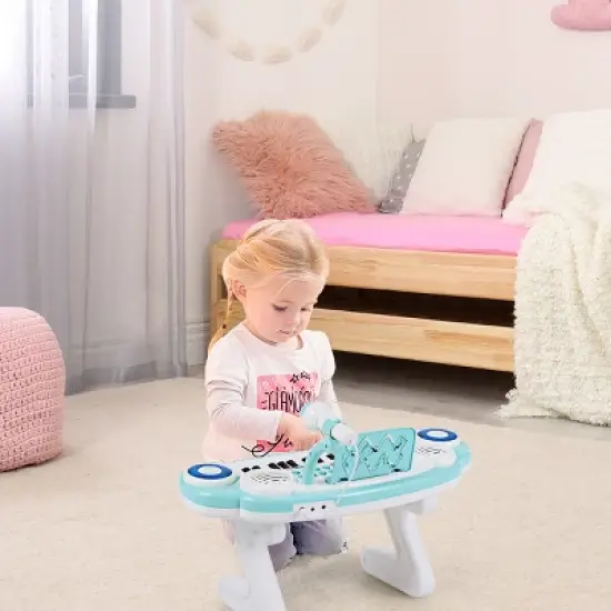 Costway Z-Shaped Kids Toy Keyboard Piano 37-Key Electronic Organ Light w/Microphone image {2}