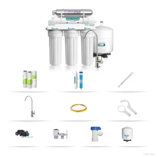 APEC Water Systems Undersink Reverse Osmosis Water Filtration System - ROES-UV75-SS: UV Disinfection, BPA-Free, 6-Month Filter Life image {2}
