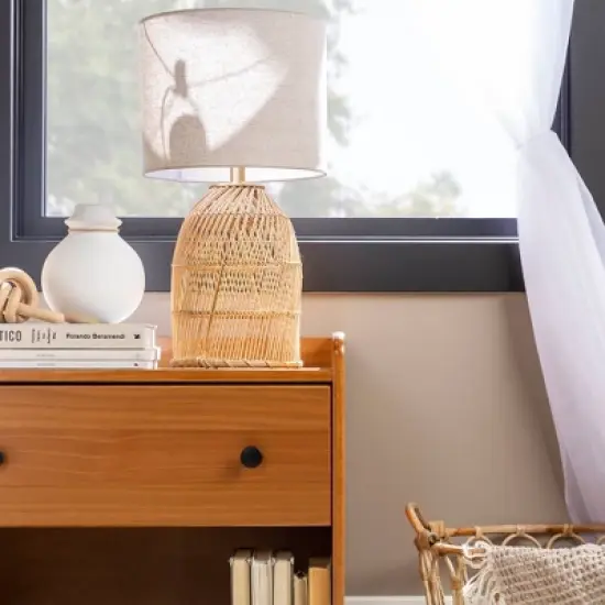 Katie Transitional Tray Top 1 Drawer Solid Wood Nightstand Caramel - Saracina Home image {12}