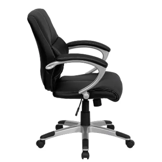 Flash Furniture Bodie Mid-Back Black LeatherSoft Contemporary Swivel Manager's Office Chair with Arms image {5}