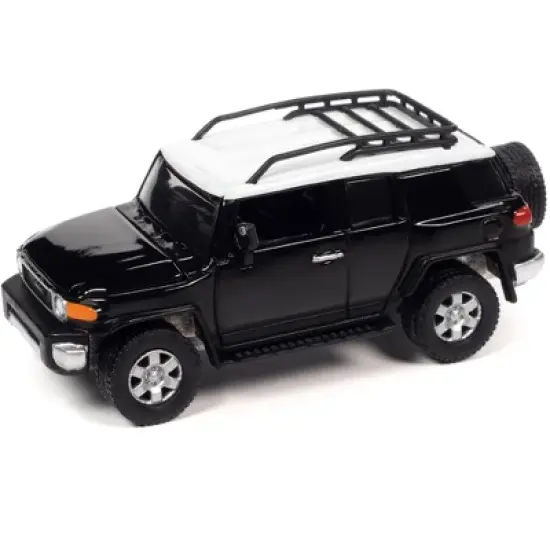 2007 Toyota FJ Cruiser Black Diamond with White Top and Roofrack Limited Edition 1/64 Diecast Model Car by Johnny Lightning image {1}