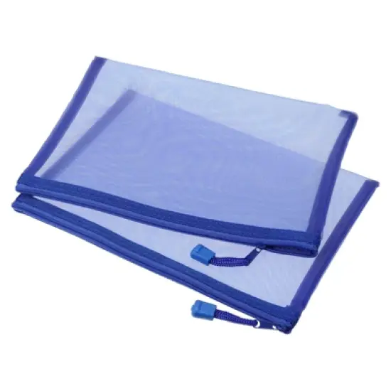 Unique Bargains Mesh Zipper A5 Nylon Pencil Case Storage Pockets 6 Pcs image {6}